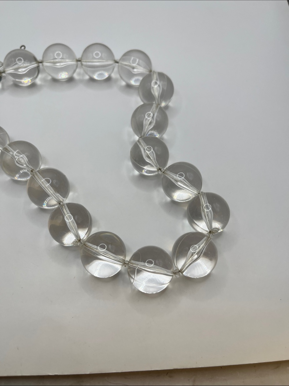 Clear Lucite/acrylic Beaded Necklace - Elegant Transparent Spheres 17” - Picture 9 of 9